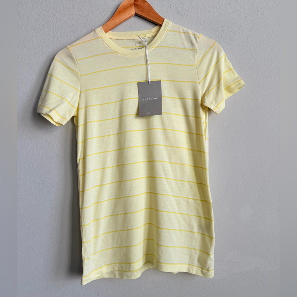 Everlane Yellow Striped Short Sleeve Tee
